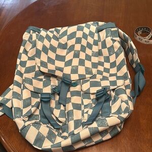Checkered Teal and White Women's Backpack